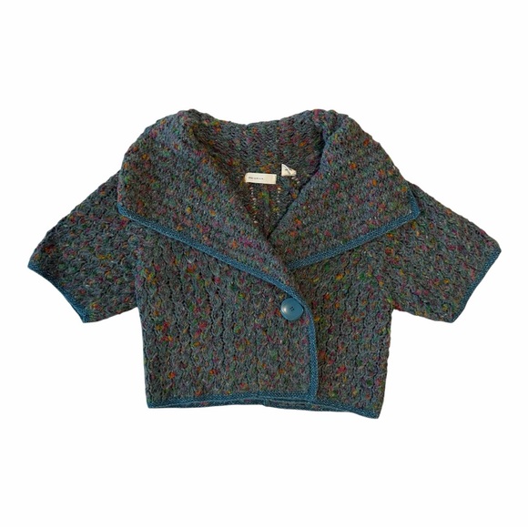 Women's Anthropologie Sleeping on Snow Knit Sweater Vest Jacket Top Crop- Large - Picture 1 of 11